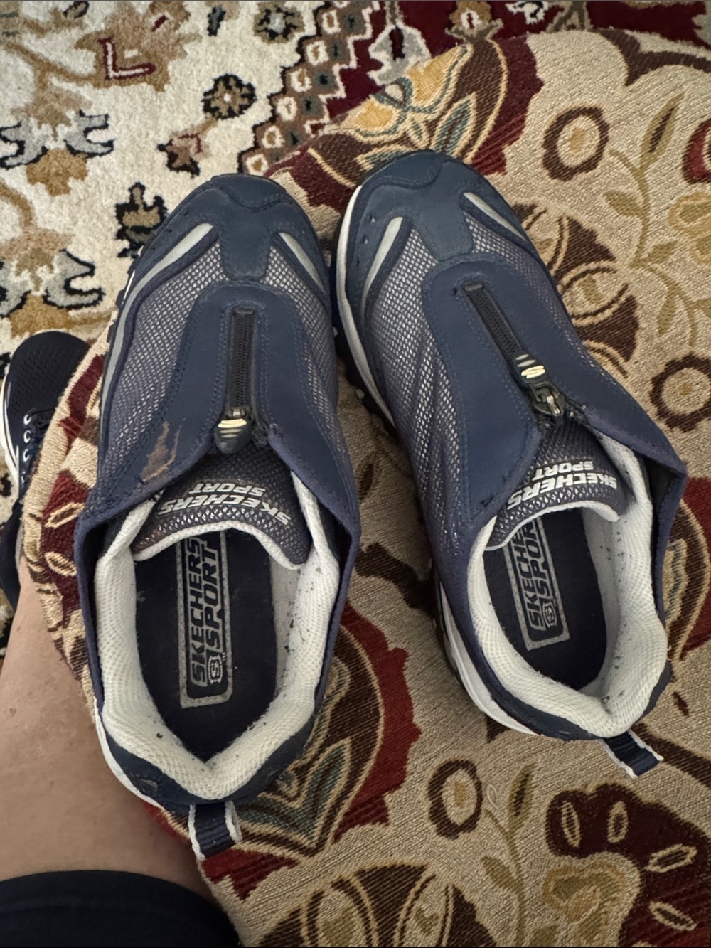 Skechers Navy and Gray Zip-Front Athletic Sneakers